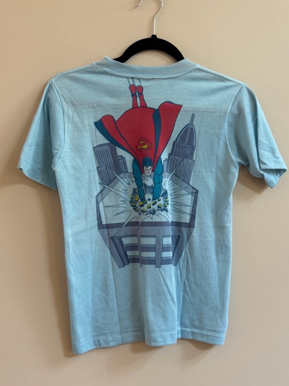 1974 Vintage Superman Superhero Man of Steel Graphic Single Stitch T-Shirt Top